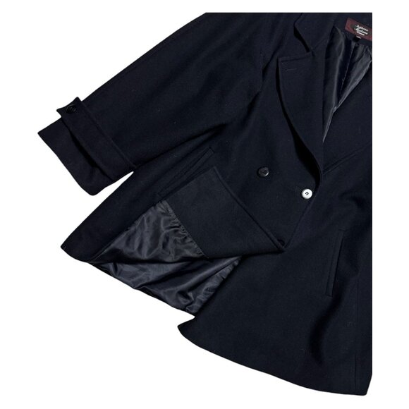 Stephanie Mathews Woman VINTAGE 90s Blue Luxury Designer WOOL Pea Coat 2XL - Picture 4 of 4